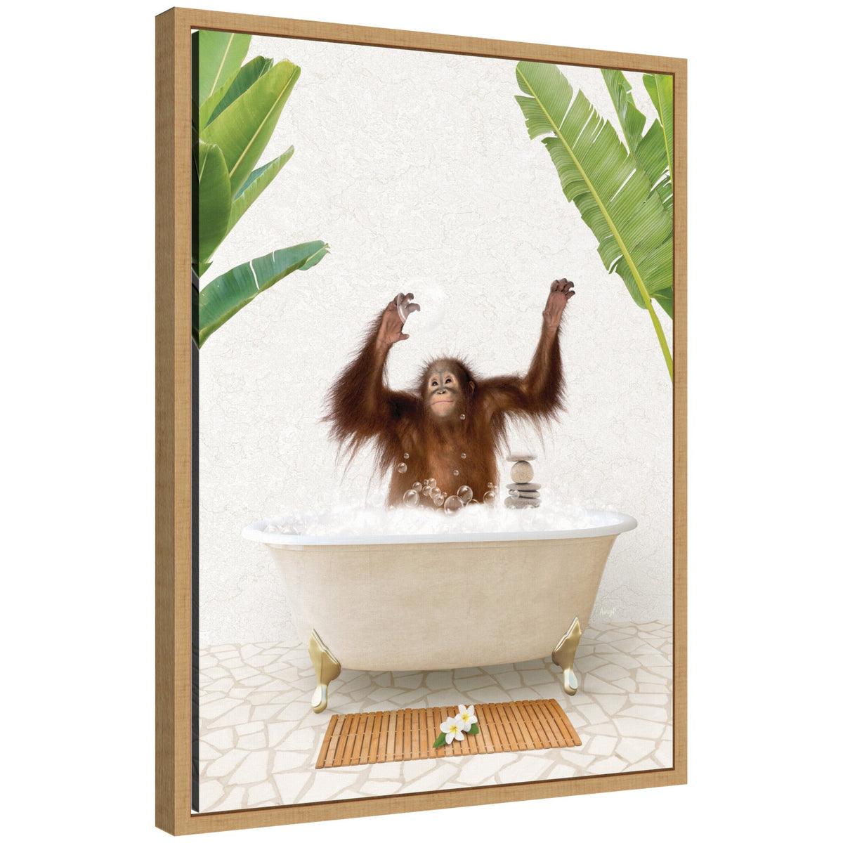 Sylvie Orangutan in Bali Bathtub Framed Canvas by Amy Peterson