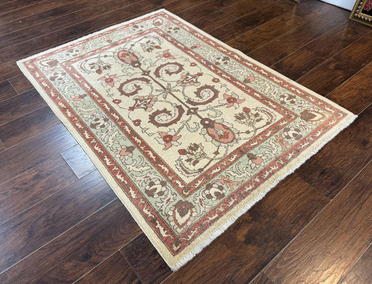 Indo Mahal Rug 4 x 5.6, Indian Handmade Wool Area Rug - Jewel Rugs, view 13