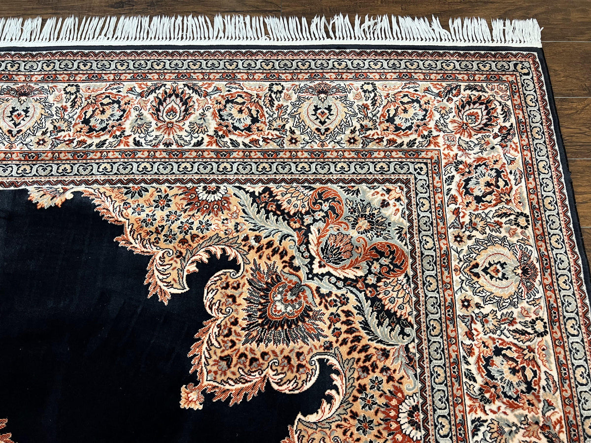 Karastan Rug 10x13, Karastan Ebony Kirman Rug, Room SIzed Wool Pile Vintage Karastan Carpet, Belgium Power Loomed Rug, Black Semi Open Field - Jewel Rugs, view 7