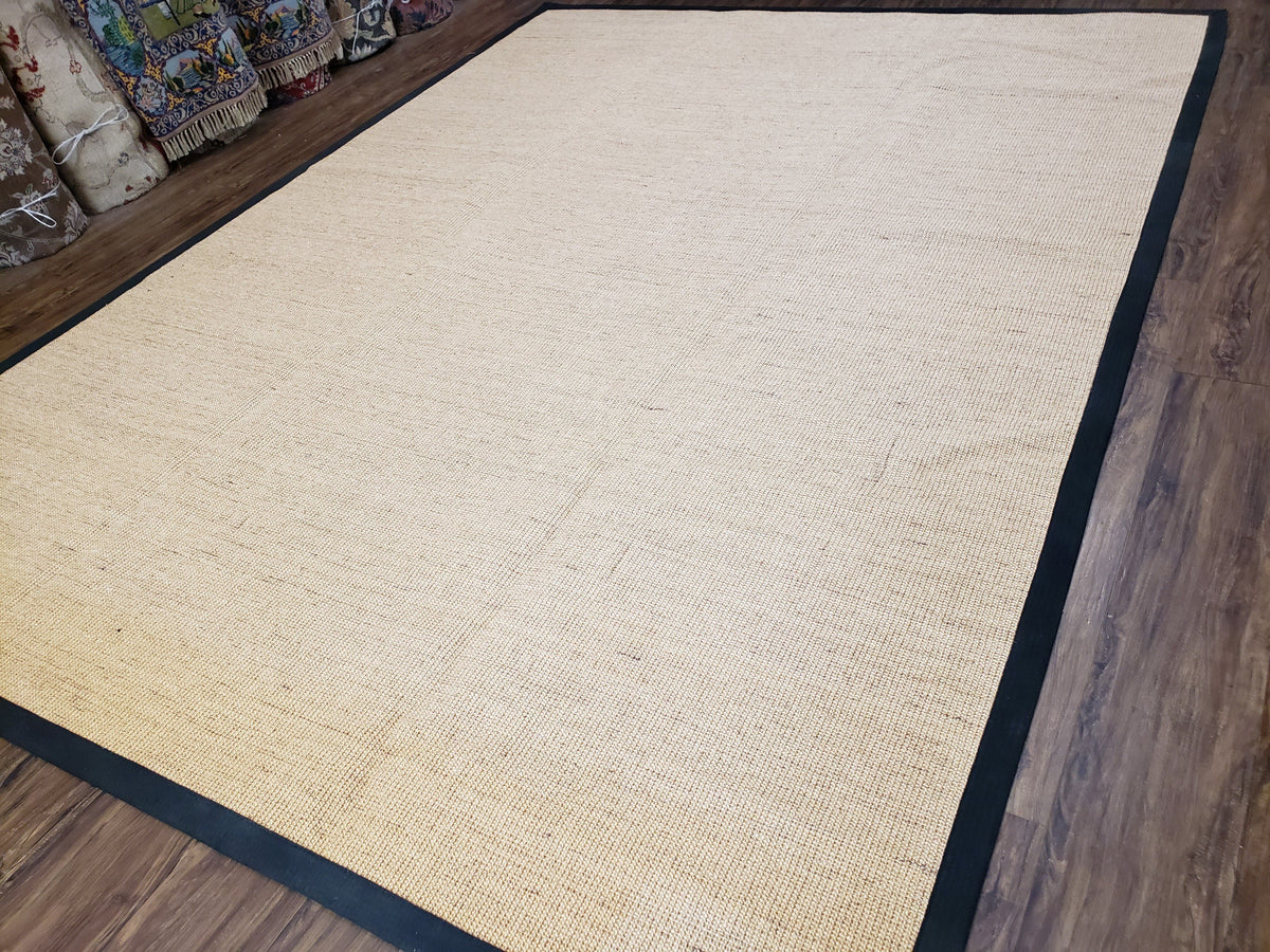 Jute Rug 8x10, Natural Jute Fiber Area Rug, Natural Sisal Area Rug with Black Border, 8x10 Carpet, Solid Jute Rug 8 x 10, Farmhouse Rug - Jewel Rugs, view 3