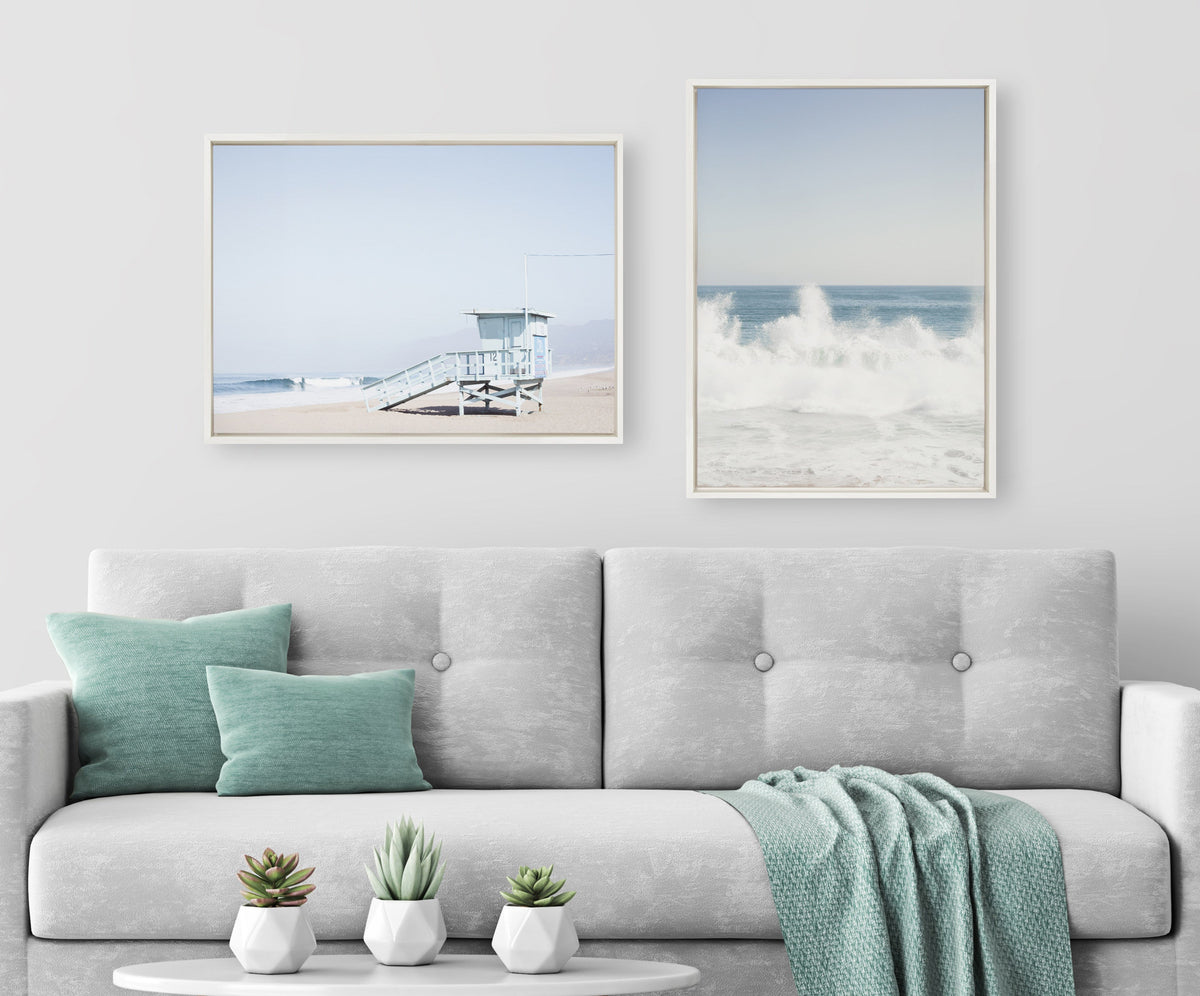 Sylvie Pale Blue Life Guard Tower Framed Canvas by Caroline Mint