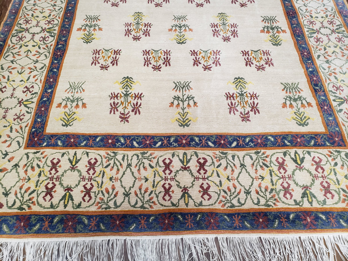 Tufenkian Rug 5.9 x 8.6, Tibetan Nepalese Rug, Hand Knotted, Soft Shiny Wool, Repeated Motifs, Contemporary Modern, Area Rug 6x9, Vintage - Jewel Rugs, view 8