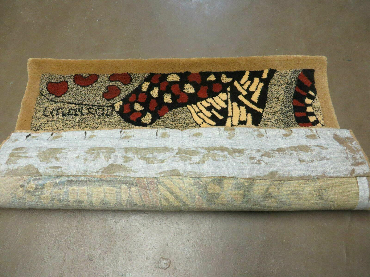 3' X 4' Vintage Hand Crafted Israel Wool Rug Carpet Wall Hanging Signed Hebrew - Jewel Rugs, view 10