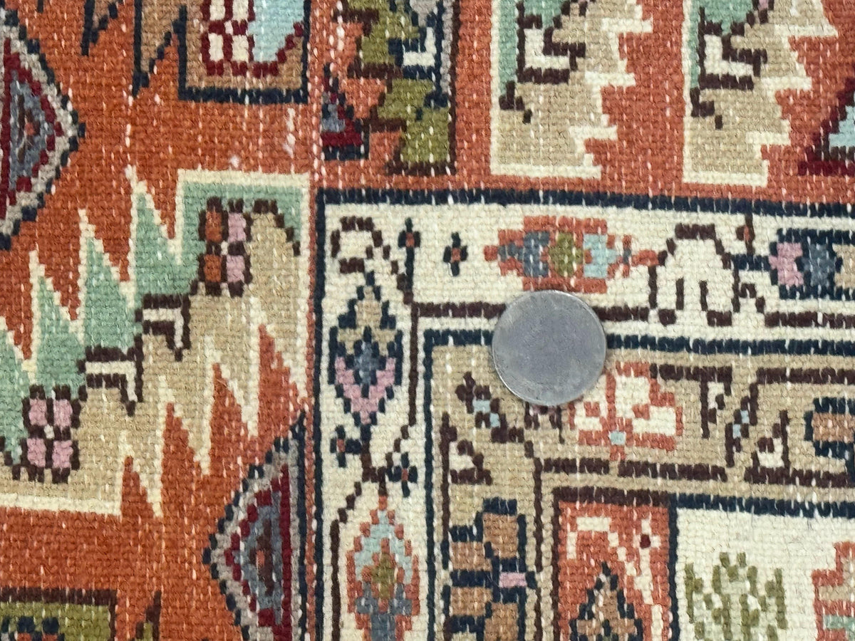 Turkish Kazak Rug 4x6, Geometric Medallions, Vintage Handmade Wool Carpet - Jewel Rugs, view 10