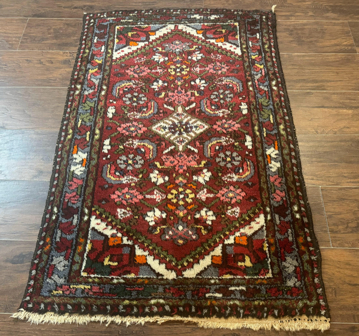 Small Red Persian Tribal Rug 2.6 x 4, Wool Rug, Persian Hamadan Rug - Jewel Rugs, view 12