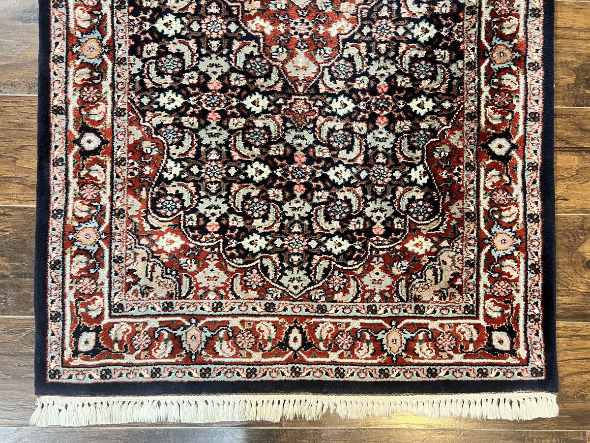 Indo Persian Rug 3x4, Herati Allover Pattern, Midnight Blue and Red, Small Vintage Handmade Wool Rug - Jewel Rugs, view 6