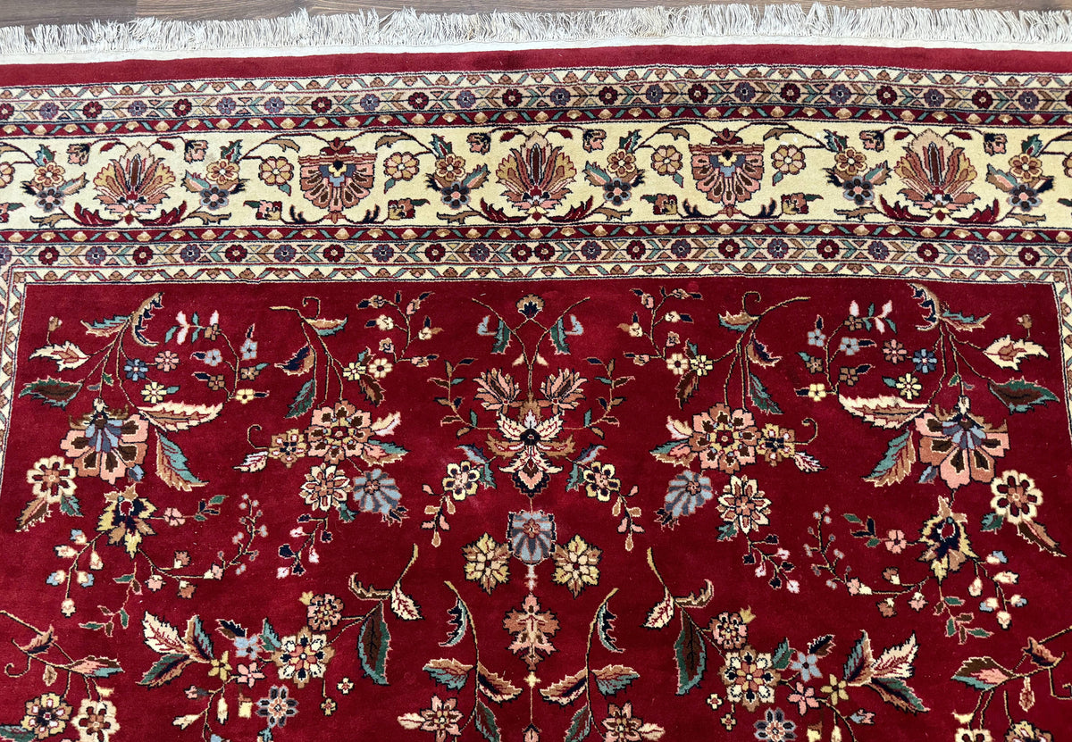 Indo Persian Rug 8x10, Red and Cream, Floral, Pande Cameron - Jewel Rugs, view 4