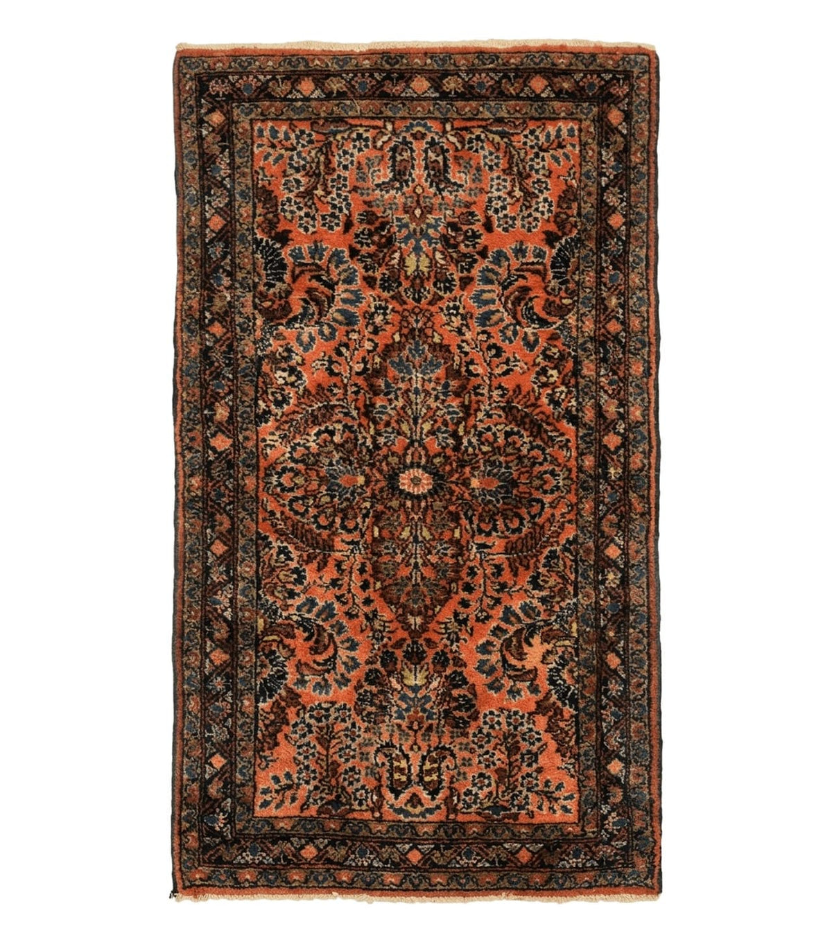 Antique Persian Lilihan Rug 2x4, Red, Floral, Wool, Handmade Lilian Persian Carpet - Jewel Rugs