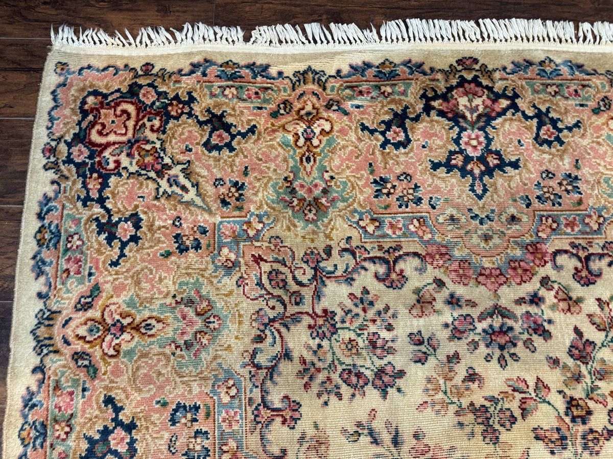 Antique Karastan Rug 8.8 x 12 Lanamar Floral Ivory Kirman Wool Discontinued - Jewel Rugs, view 6