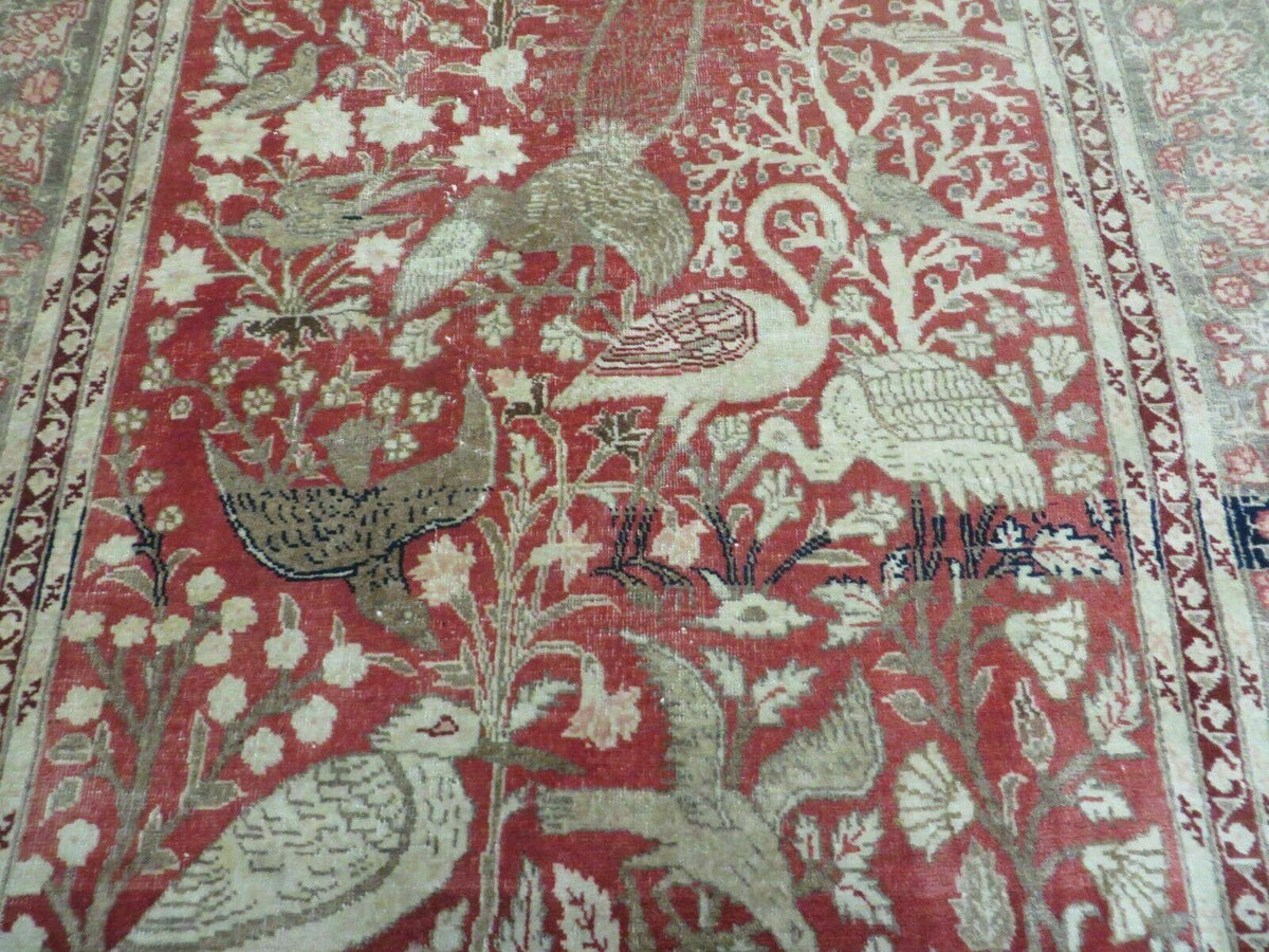 4' X 6' Antique Handmade Turkish Tree Of Life Oriental Wool Rug Birds Red - Jewel Rugs, view 3