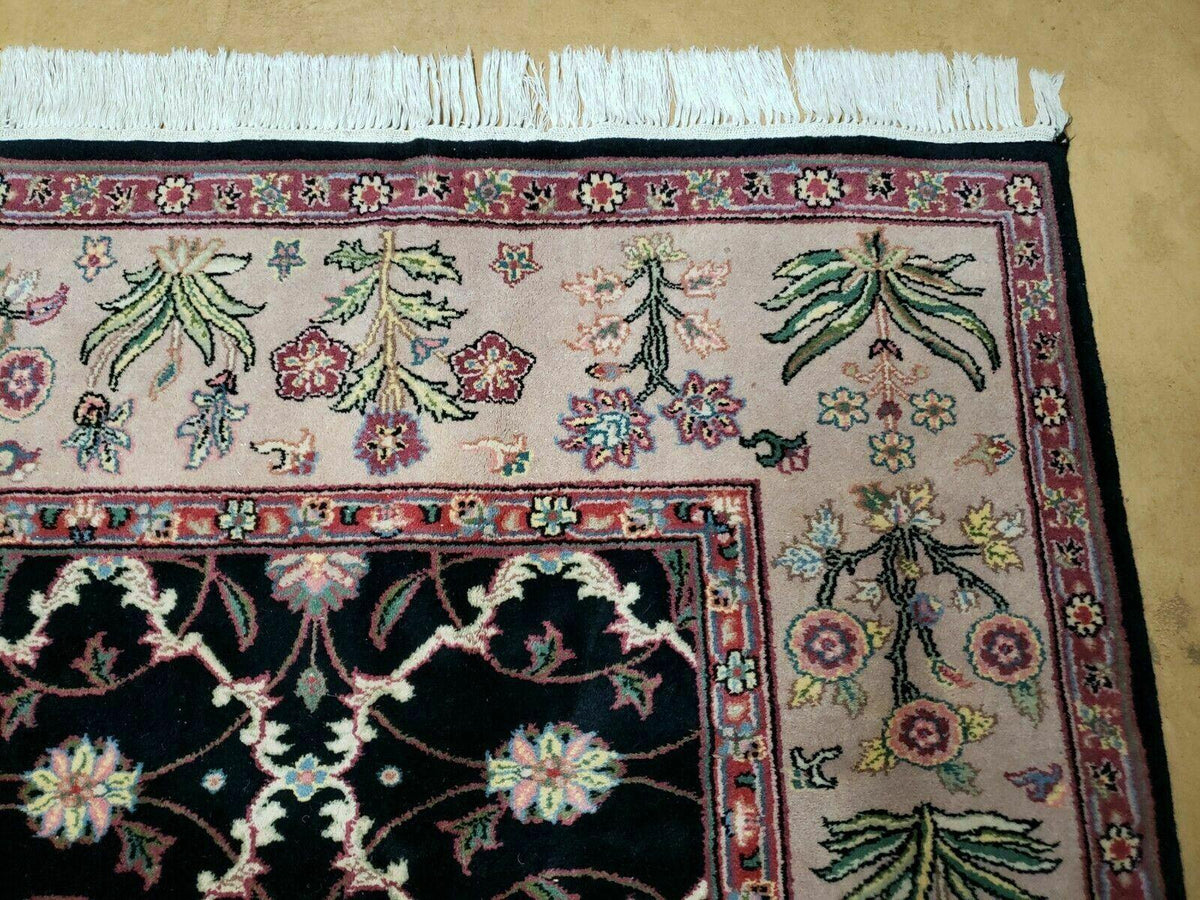 6' X 9' Handmade India Floral Oriental Wool Rug Carpet Hand Knotted Nice Black - Jewel Rugs, view 7