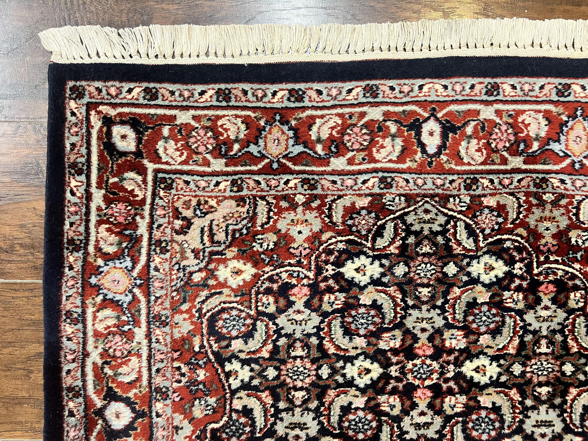 Indo Persian Rug 3x4, Herati Allover Pattern, Midnight Blue and Red, Small Vintage Handmade Wool Rug - Jewel Rugs, view 7
