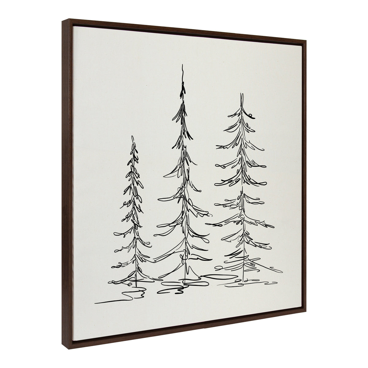Sylvie Minimalist Evergreen Trees Sketch Framed Canvas by The Creative Bunch Studio