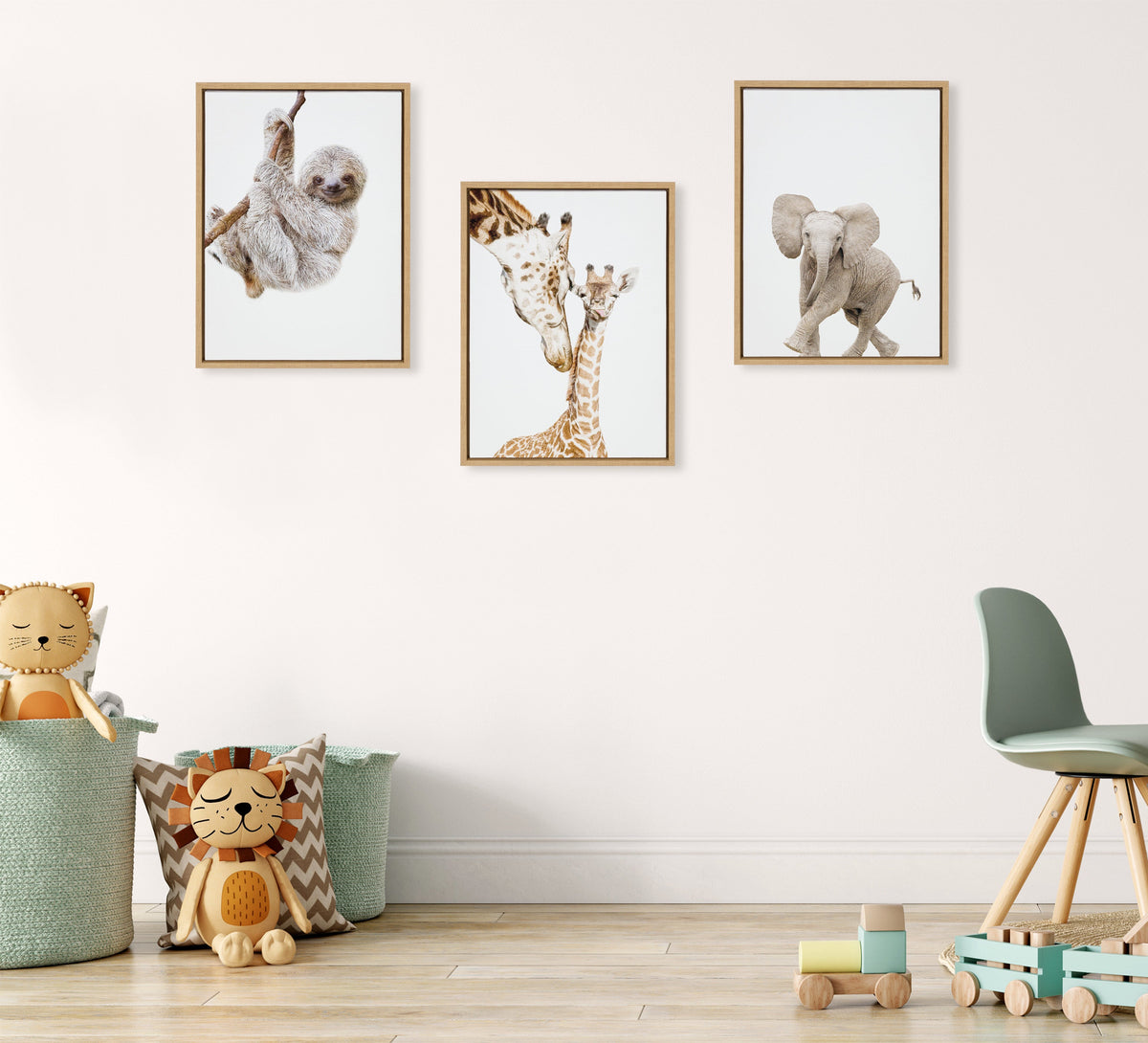 Sylvie Baby Sloth Hanging Around Framed Canvas by Amy Peterson Art Studio