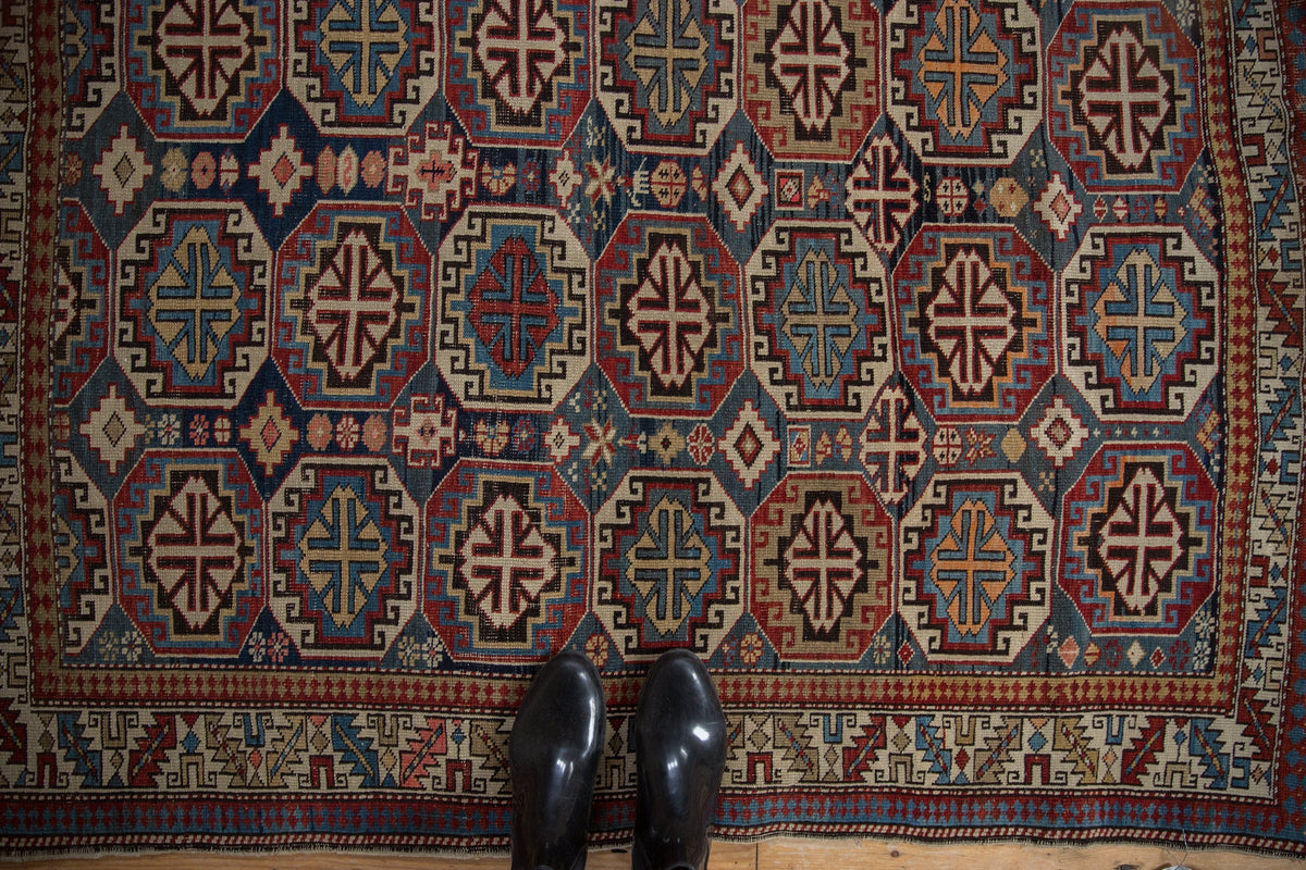 4x5 Vintage Caucasian Square Rug