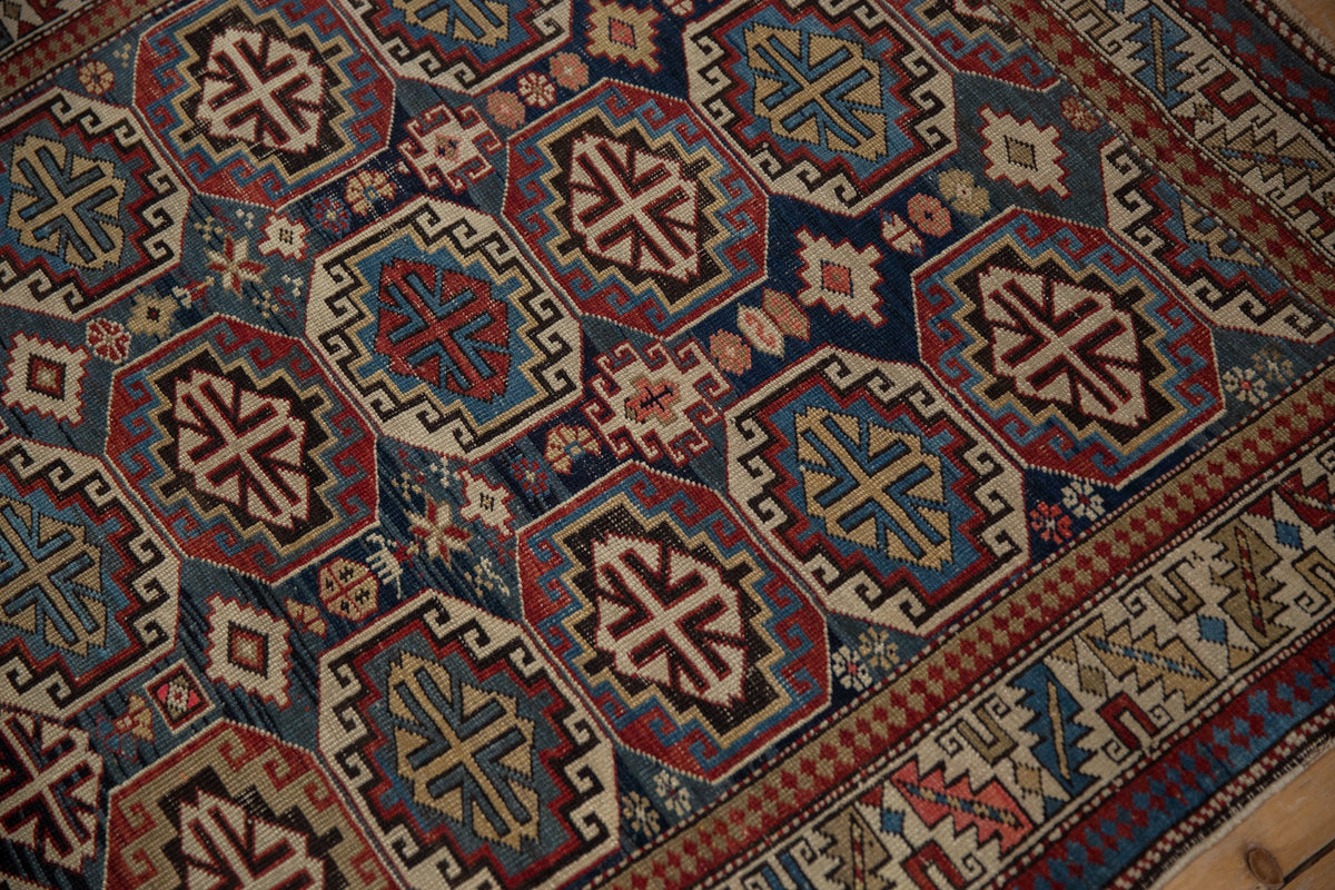4x5 Vintage Caucasian Square Rug