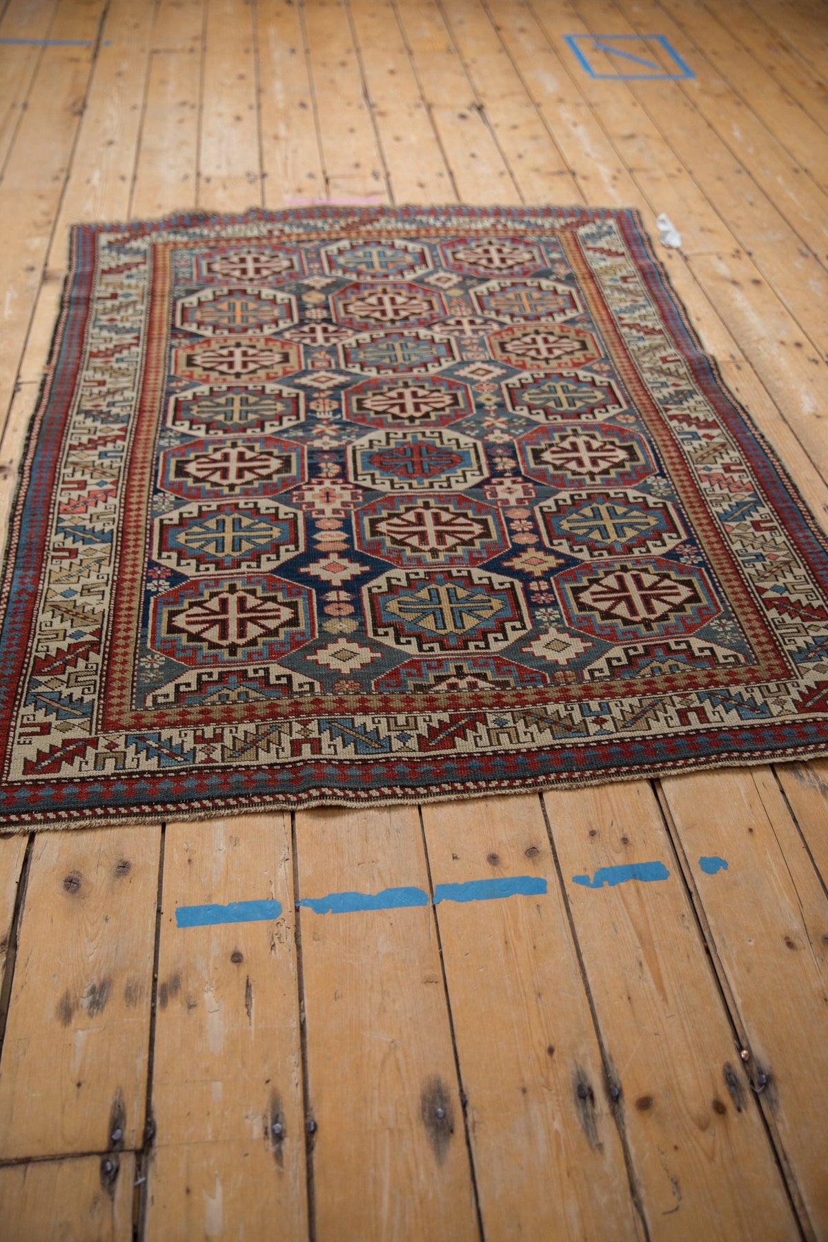 4x5 Vintage Caucasian Square Rug