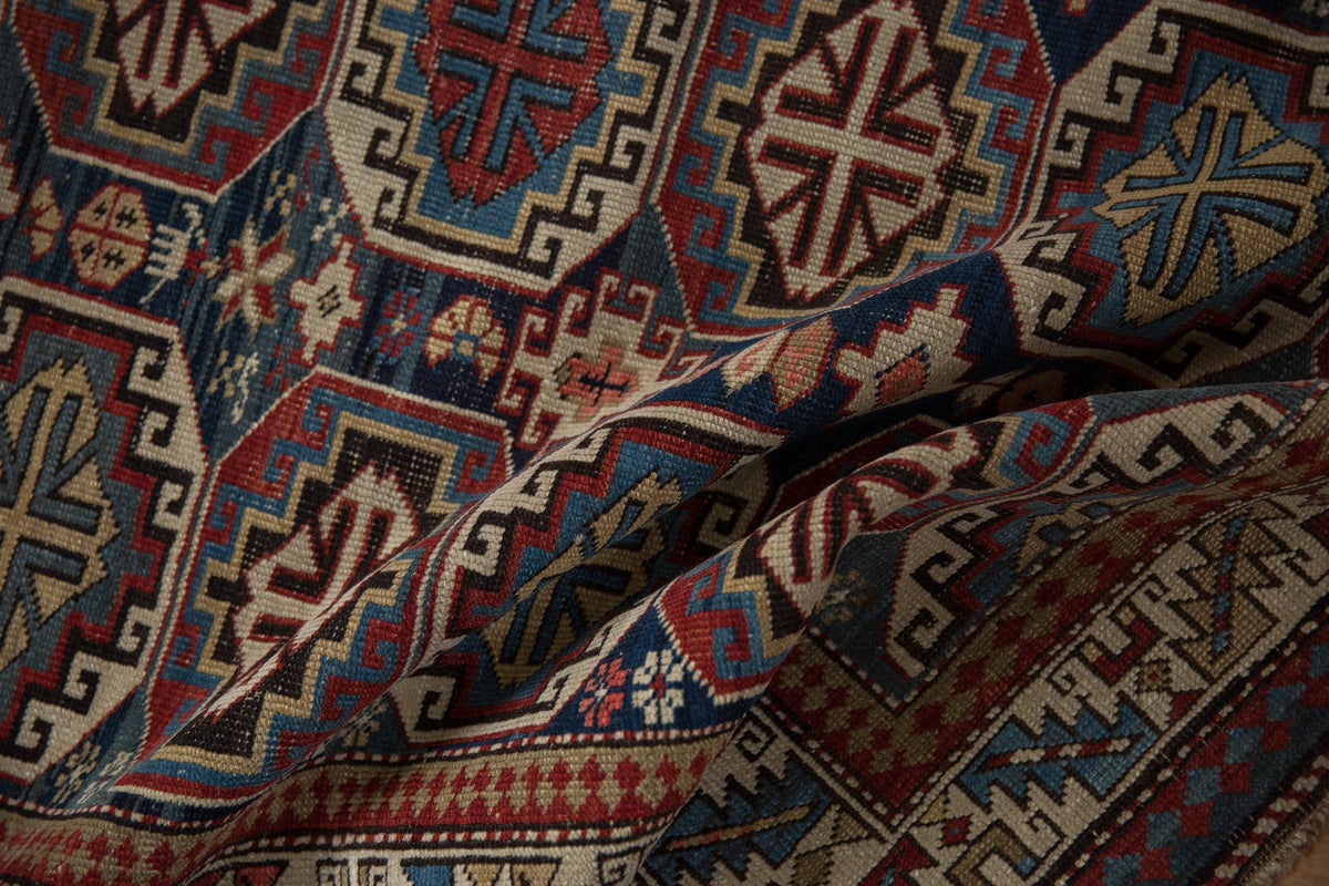 4x5 Vintage Caucasian Square Rug