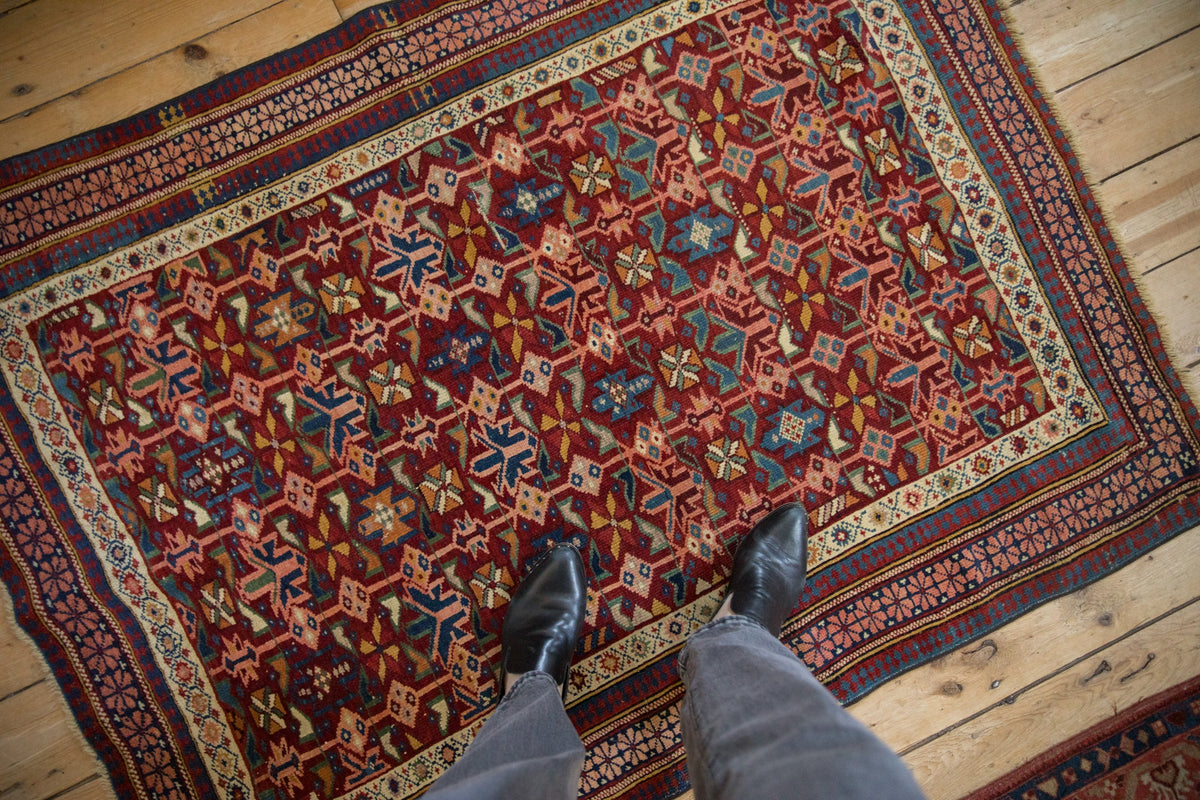 4x5 Antique Caucasian Square Rug