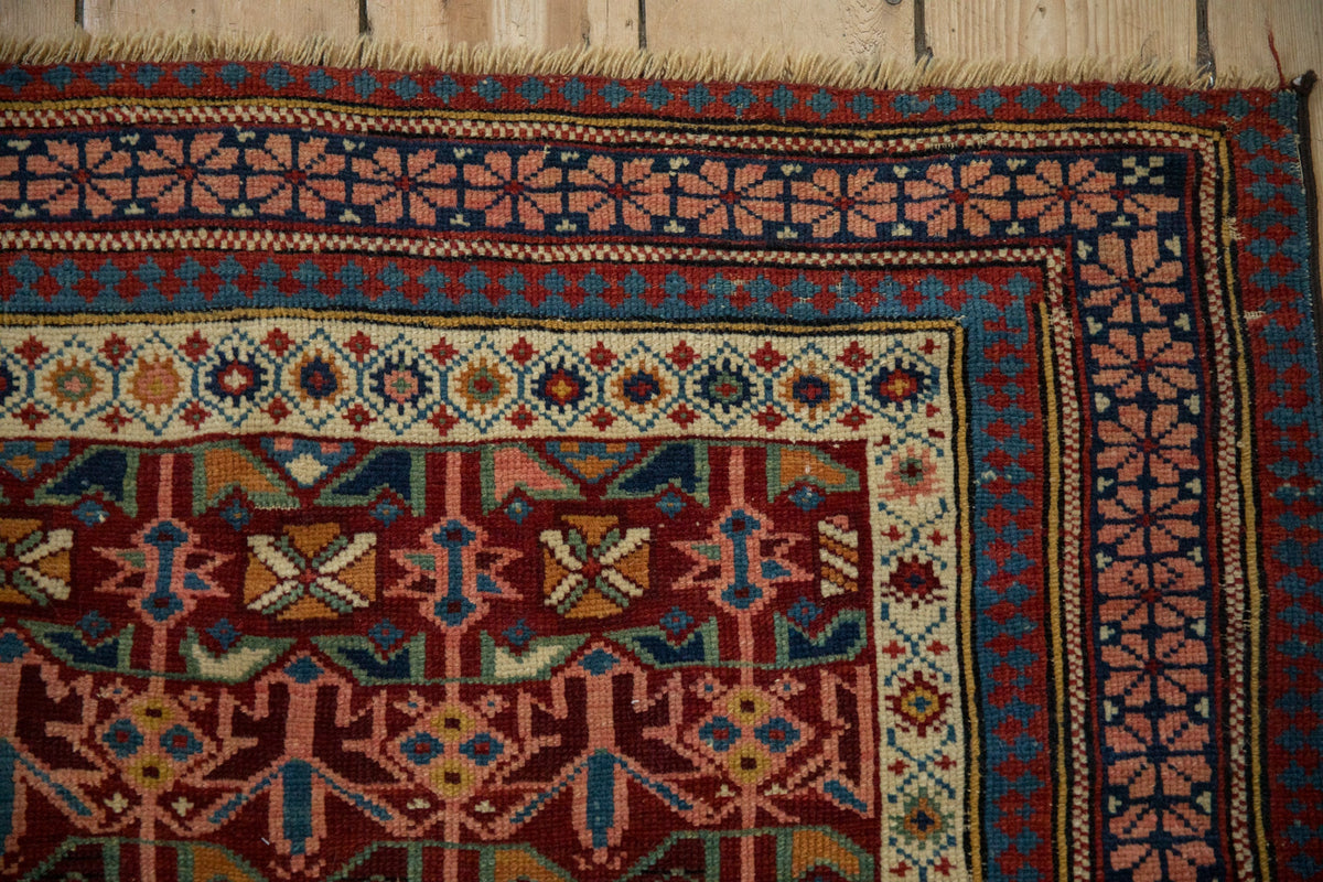 4x5 Antique Caucasian Square Rug