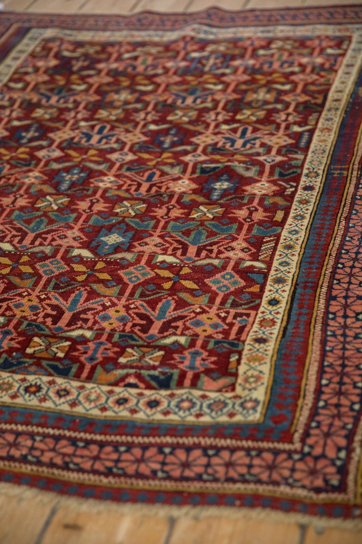 4x5 Antique Caucasian Square Rug