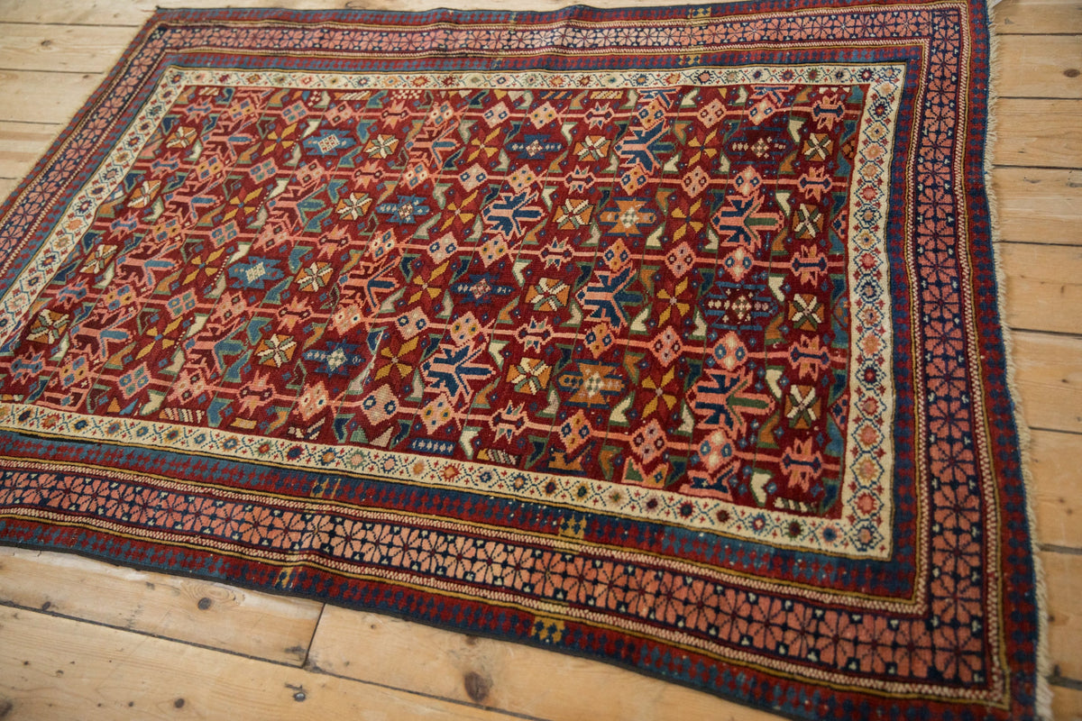 4x5 Antique Caucasian Square Rug