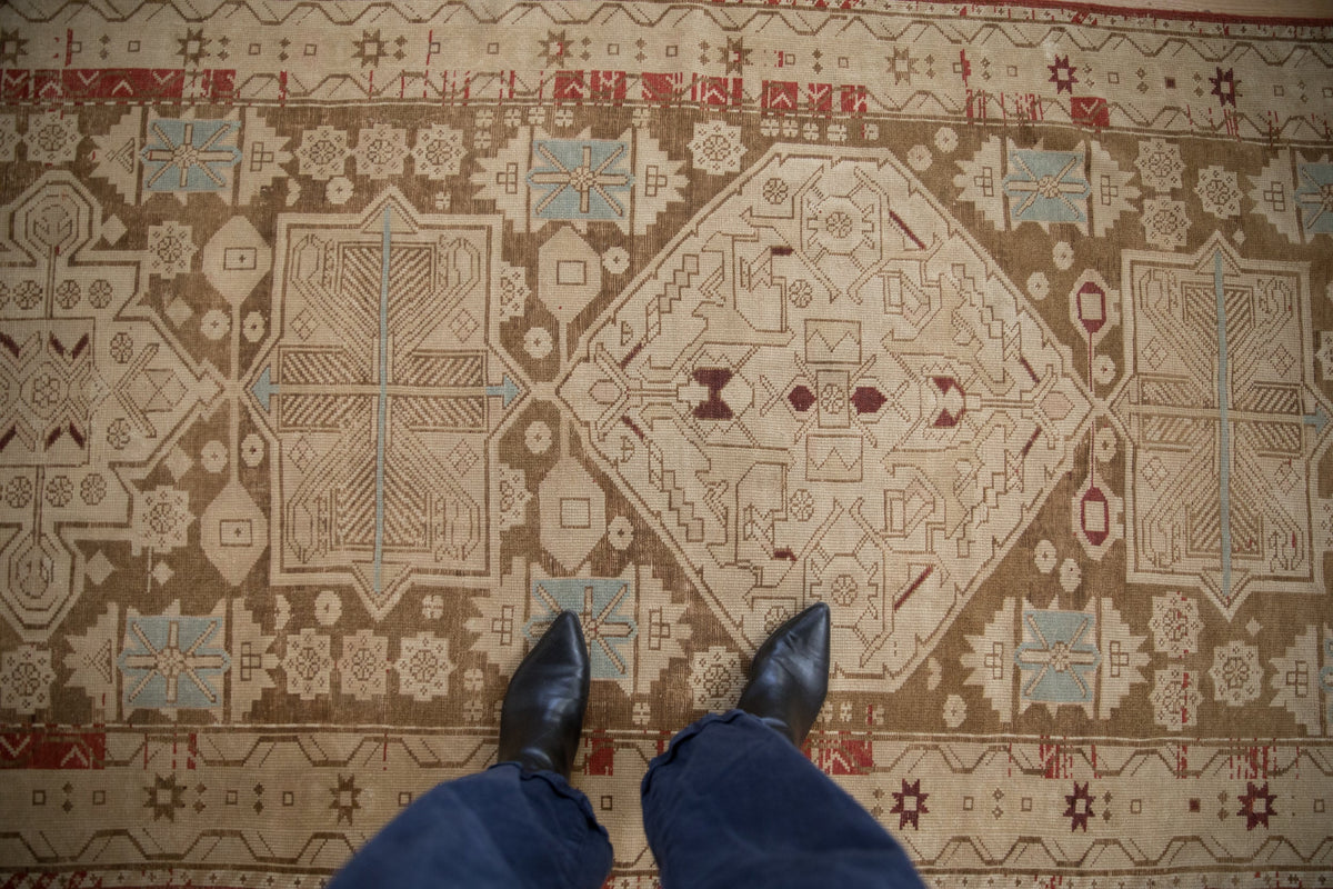 4x9.5 Antique Distressed Caucasian Rug Runner