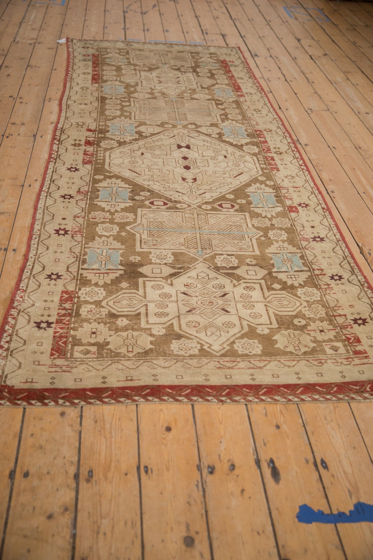 4x9.5 Antique Distressed Caucasian Rug Runner
