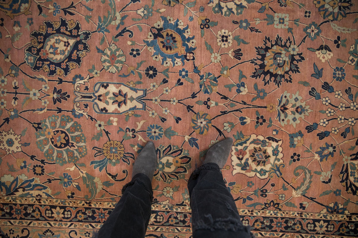 9x11.5 Antique Tea Washed Kerman Carpet