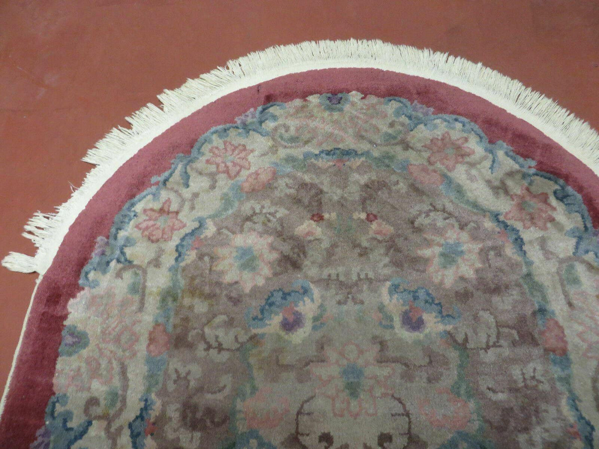 Oval Chinese Art Deco Rug 3x5 Vintage Wool Carpet - Jewel Rugs, view 4