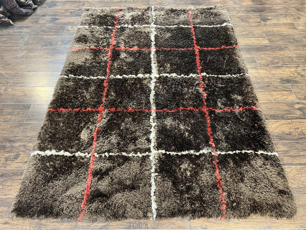 Shag Rug 6x8, Brown, Panel Design - Jewel Rugs, view 2