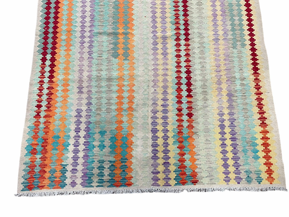 Colorful Kilim Rug 6x8 Multicolor Turkish Kilim Rug 6 x 8 Flat Weave Kilim Playful Anatolian Kilim Wool Kilim New Rug - Jewel Rugs, view 8
