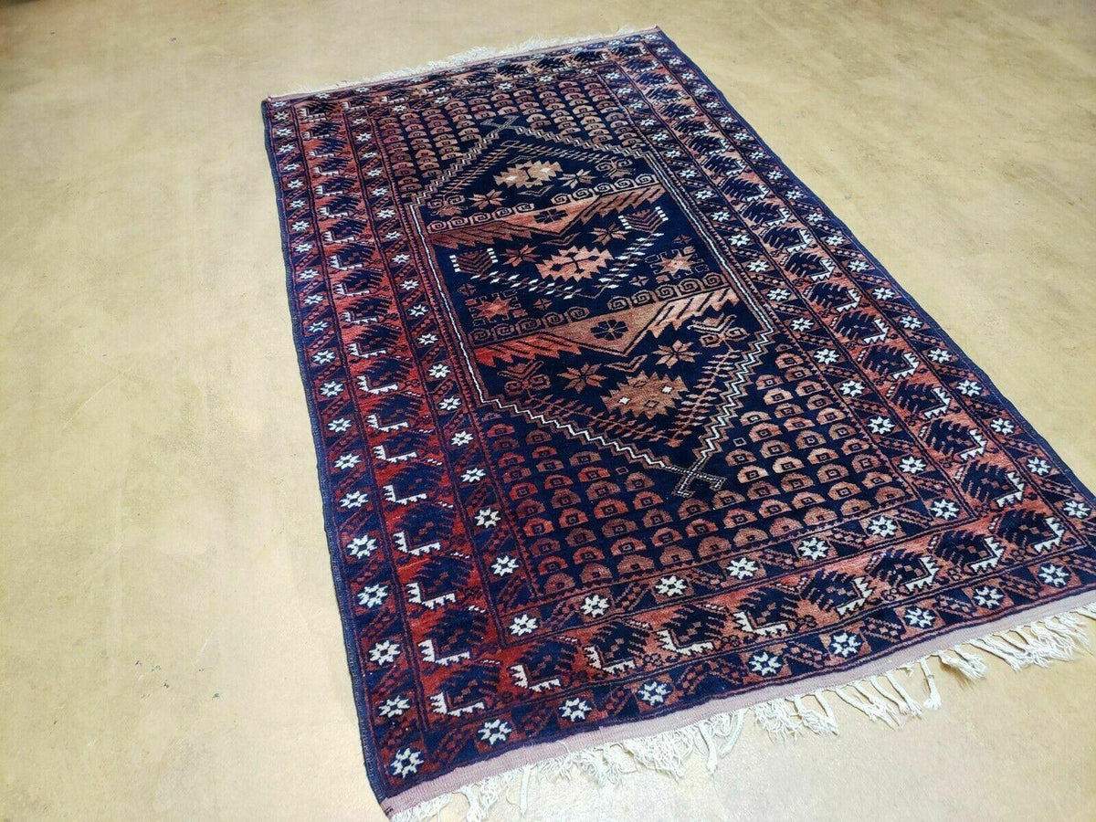 3' 4" X 5' 6" Vintage Handmade Pakistan Balouchi Balouch Tribal Wool Rug Nice - Jewel Rugs, view 2