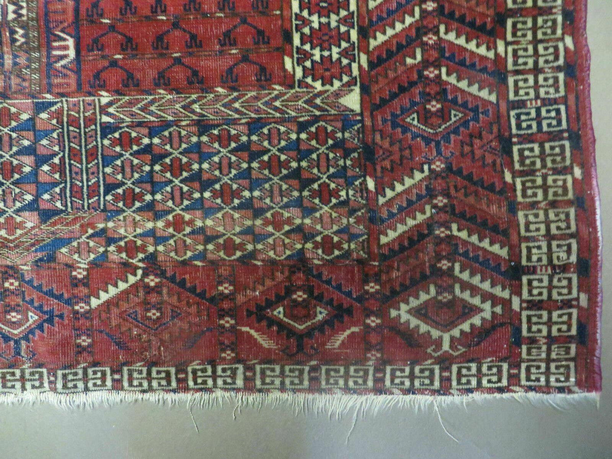 Antique Turkoman Rug 4x5, Ensi Hatchli Tekke Wool Rug - Jewel Rugs, view 9