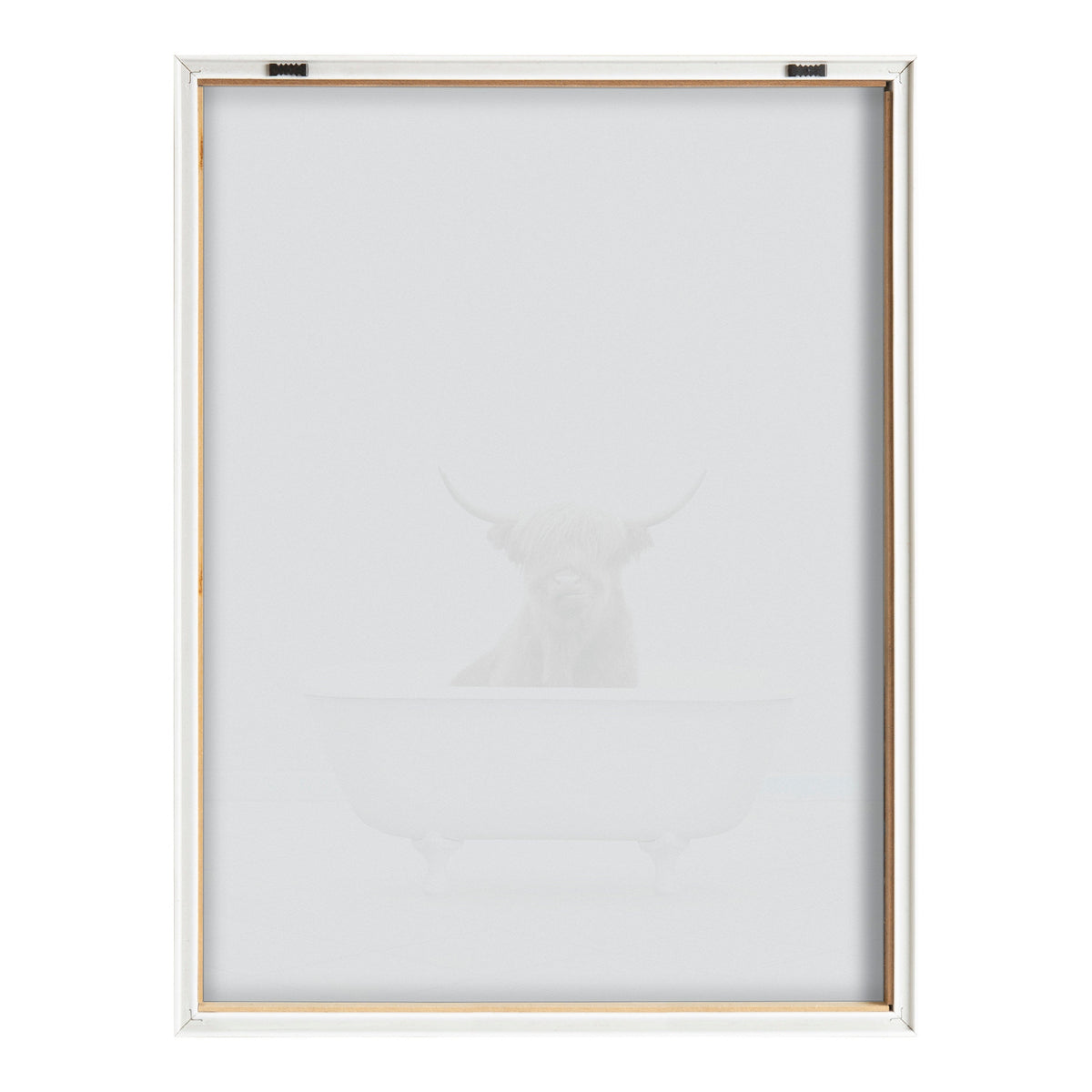 Blake Highland Cow Solo Bathtub Framed Printed Glass by Amy Peterson Art Studio