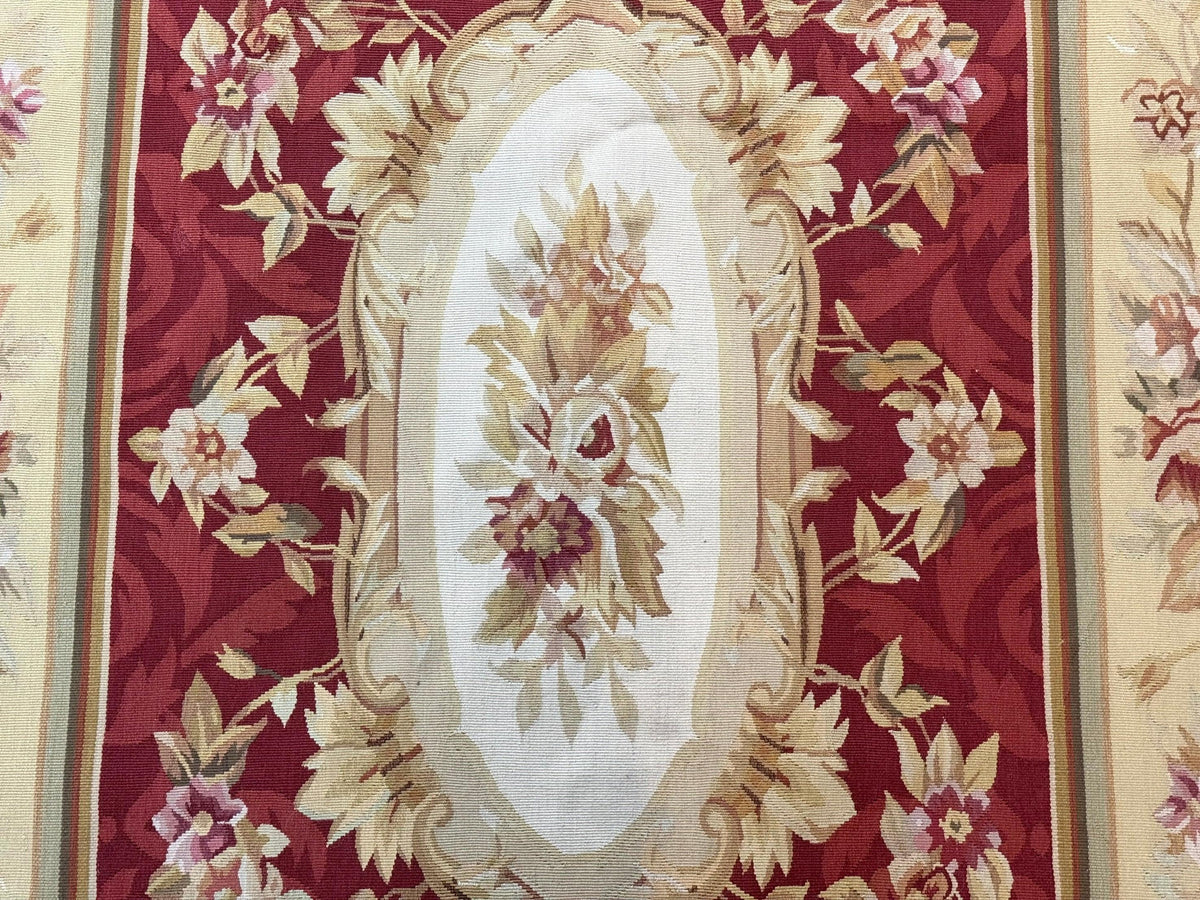 Aubusson Rug 4x6, Red, Floral, European Design, Vintage, Wool - Jewel Rugs, view 5