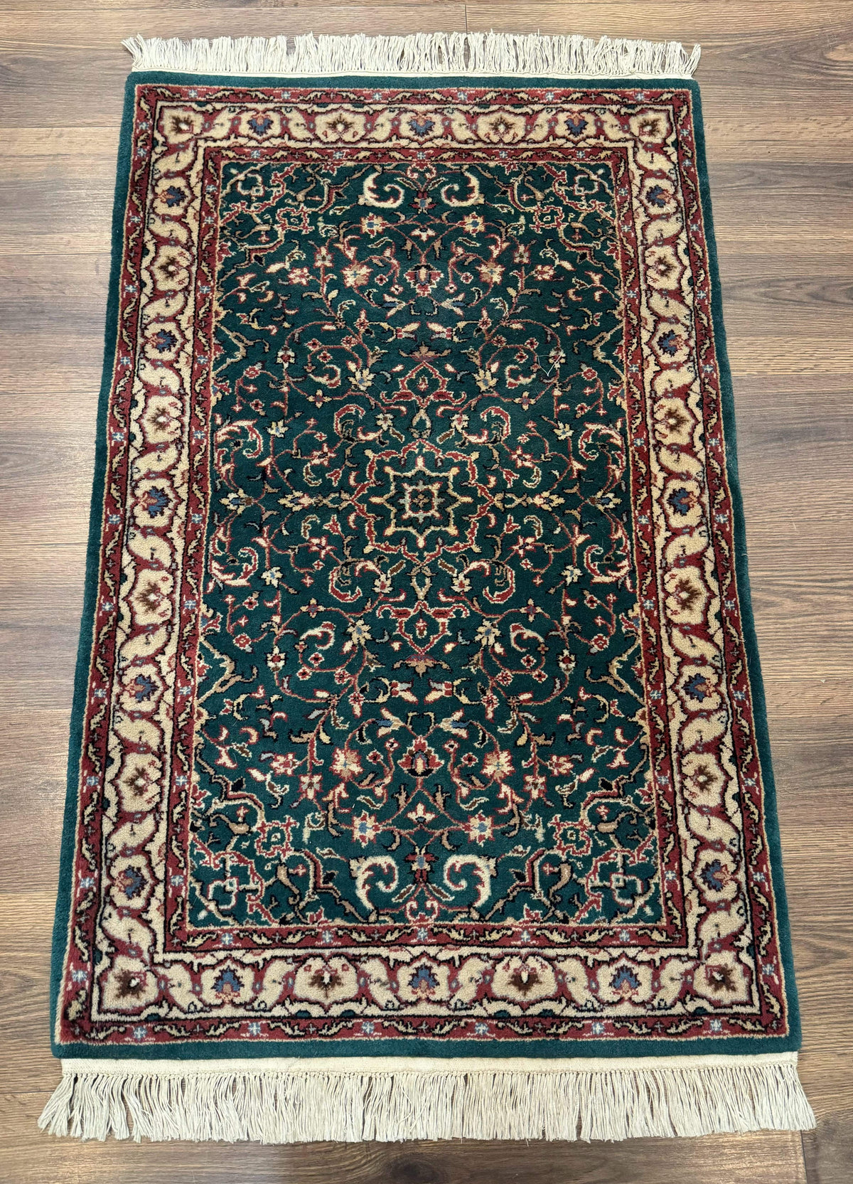 Dark Green Indo Persian Rug 2.5 x 4, Hand Knotted Wool Small Oriental Carpet - Jewel Rugs, view 2