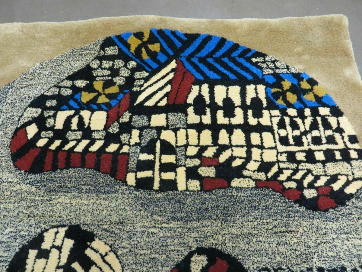 3' X 4' Vintage Hand Crafted Israel Wool Rug Carpet Wall Hanging Signed Hebrew - Jewel Rugs, view 2