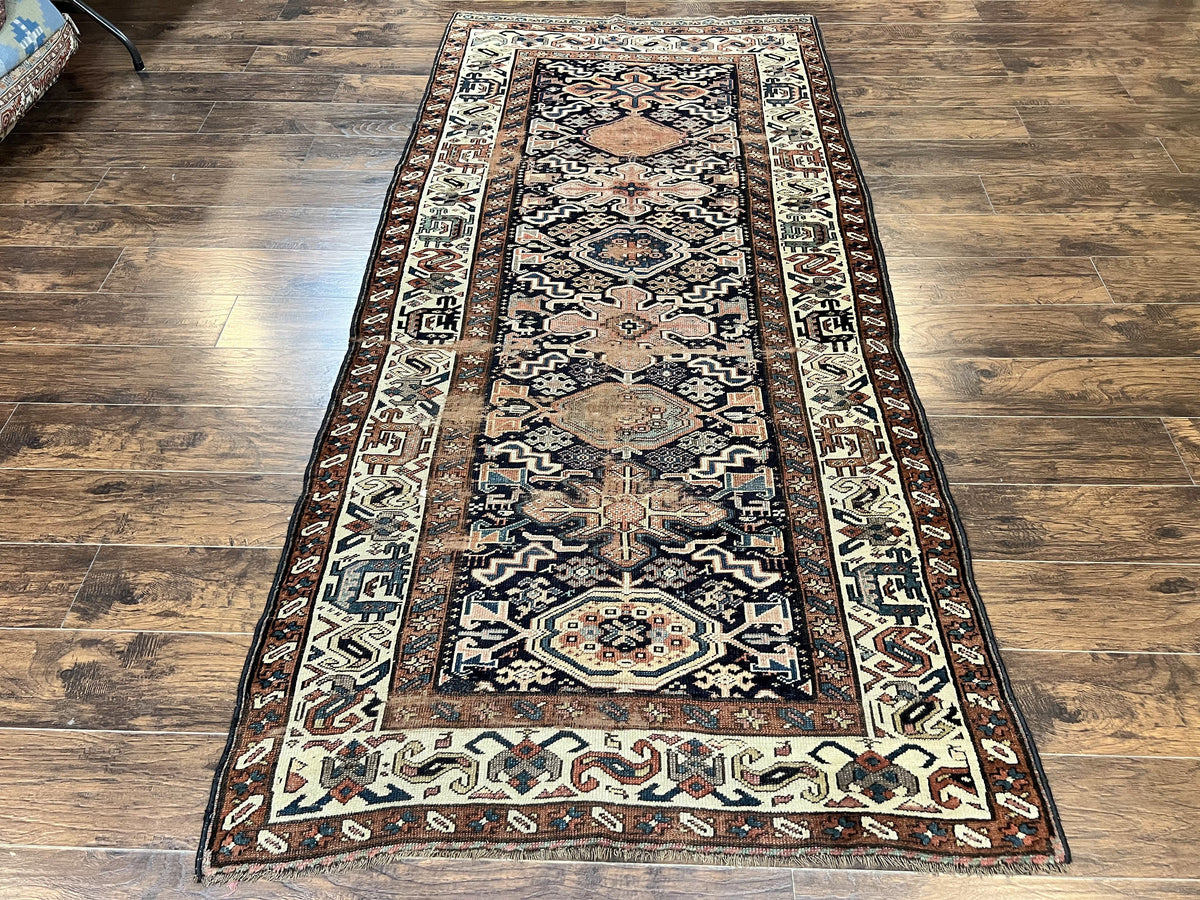 Antique Persian Tribal Runner Rug 4.6 x 9.8, Kurdish Runner, Rug for Hallway or Kitchen, 1920s Carpet, Wool Handmade Rug - Jewel Rugs, view 2