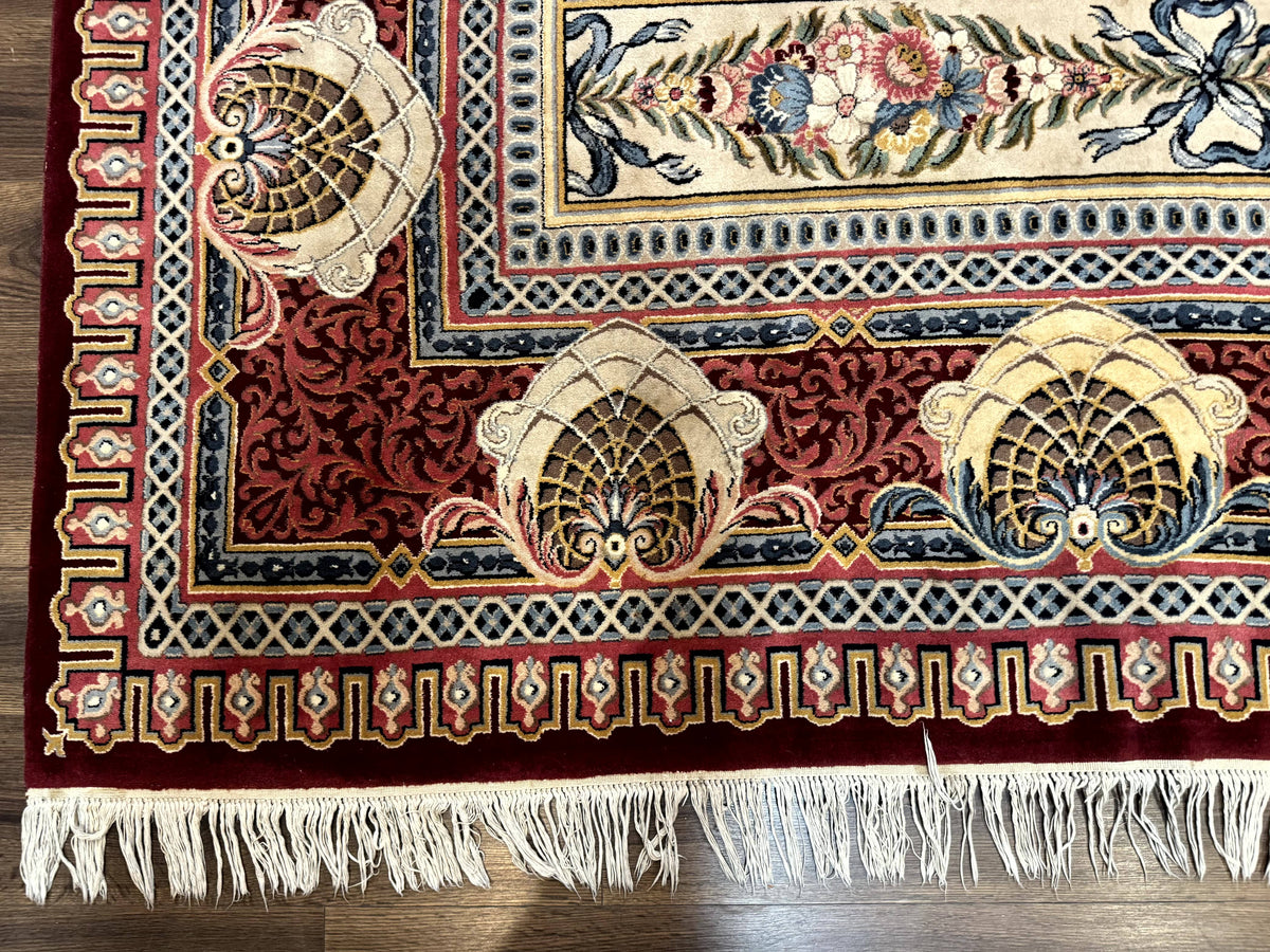 Wonderful Aubusson Rug 10x14, Red Maroon, Elegant, Fine 200 KPSI - Jewel Rugs, view 8
