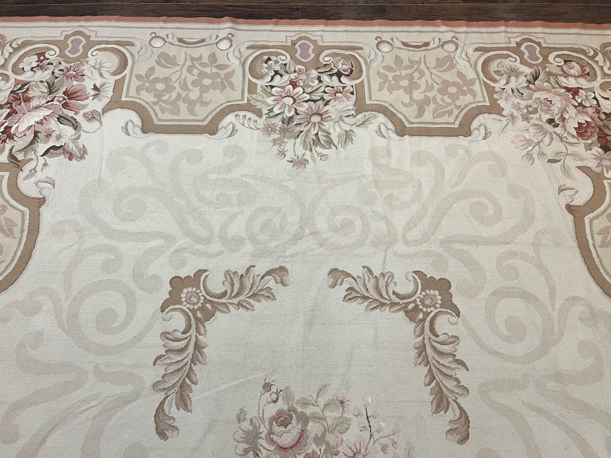 10x14 Aubusson Rug, Wool Handmade Vintage Carpet, French European Design, Elegant - Jewel Rugs, view 3