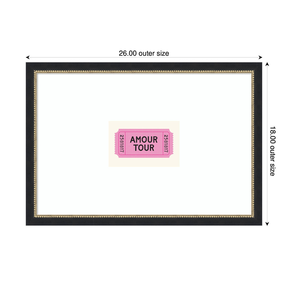 Pink Poster Retro Ticket Print, Amour Tour Dopamine Decor, Girly Wall Art, Trendy French Poster by Lucky Guava Framed Wall Art Print