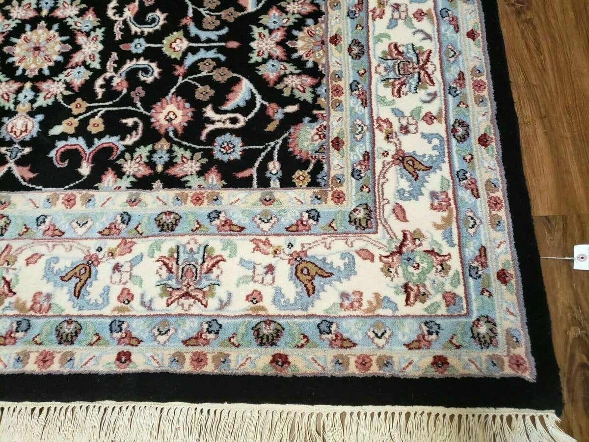 6' X 9' Handmade Indian Agra Wool Rug Carpet Vegetable Dyes Black - Jewel Rugs, view 9