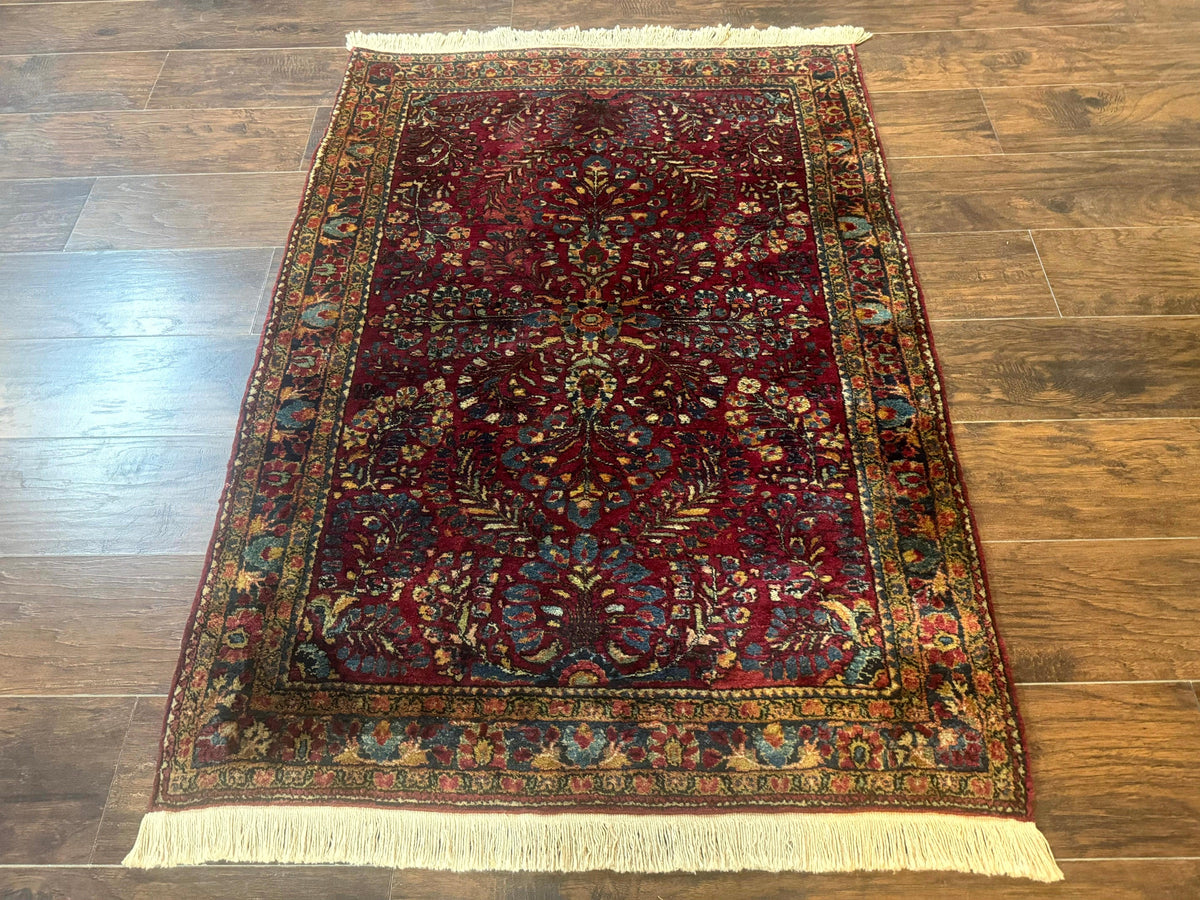 Antique Persian Sarouk Rug 3.6 x 5, Red, 1920s Persian Carpet - Jewel Rugs, view 2