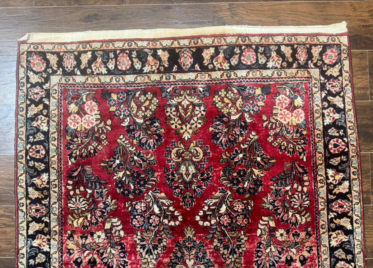 Antique Persian Sarouk Rug 4x7, Floral, Red 1920s Persian Wool Carpet - Jewel Rugs, view 4