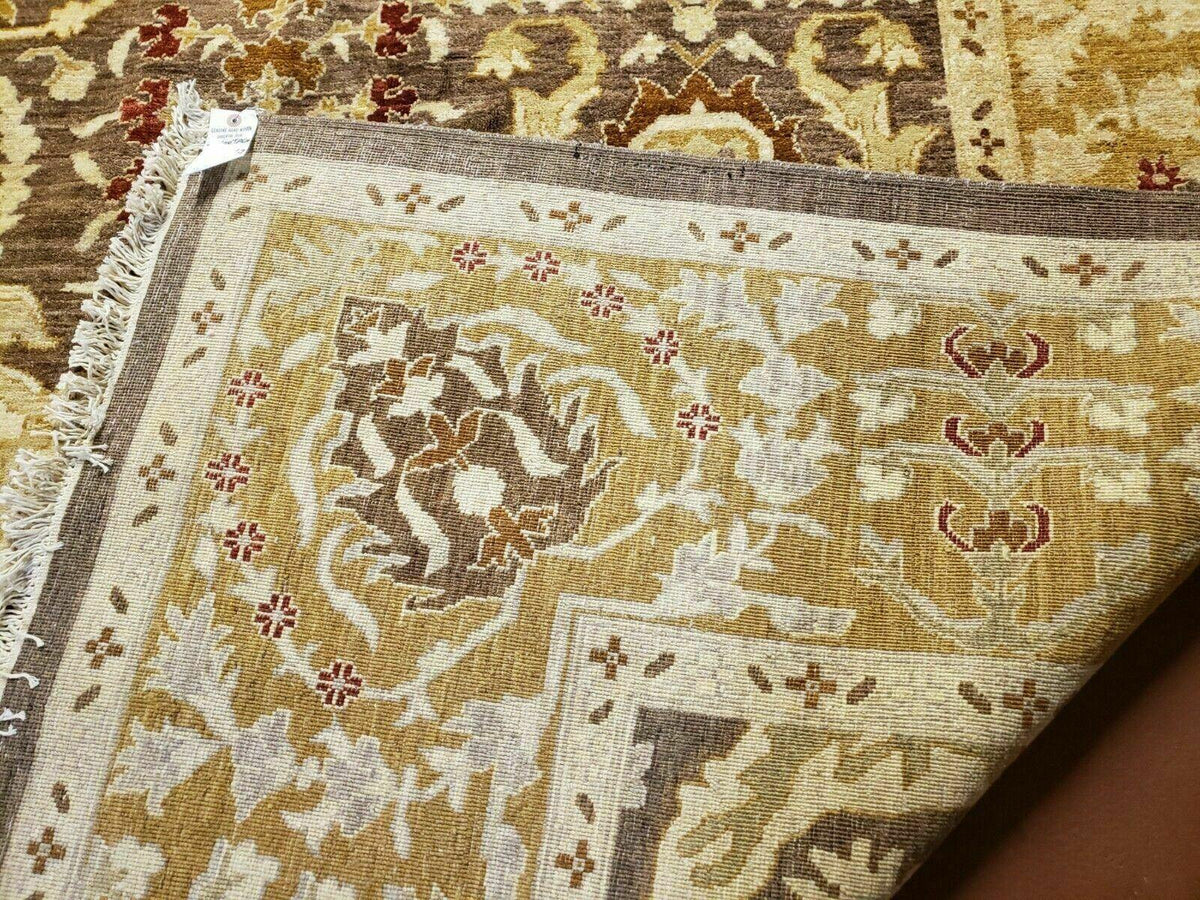 10' X 14' Handmade Pak Peshavar Chobi Agra Wool Carpet Coffee Brown Gold - Jewel Rugs, view 9