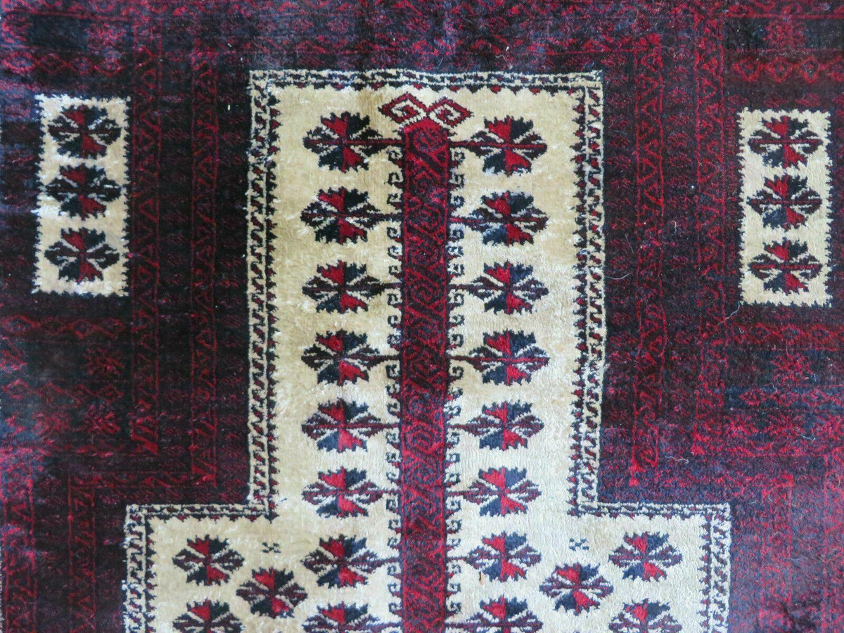 3' X 5' Handmade Fine Knotted Balouch Turkoman Prayer Silk Wool Rug - Jewel Rugs, view 13