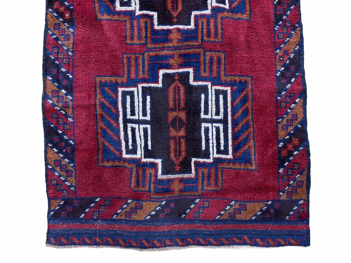 3 X 5 Vintage Handmade Tribal Wool Rug Balouchi Rug Afghan Rug Red Beige Nice - Jewel Rugs, view 6