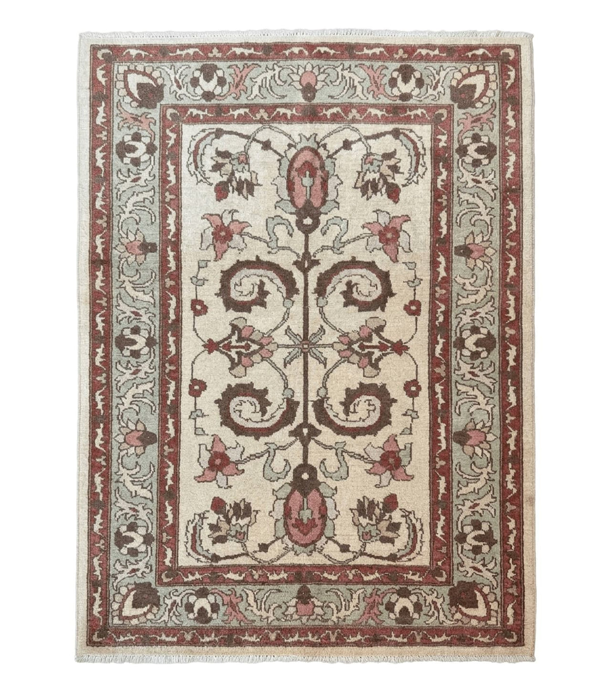 Indo Mahal Rug 4 x 5.6, Indian Handmade Wool Area Rug - Jewel Rugs