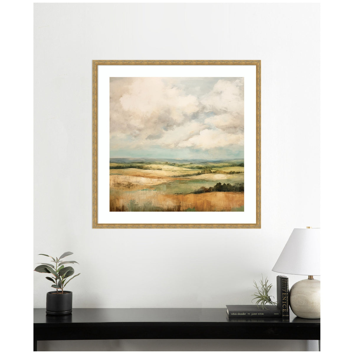 Framed Art Rolling Hills Abstract Landscape by The Creative Bunch Studio